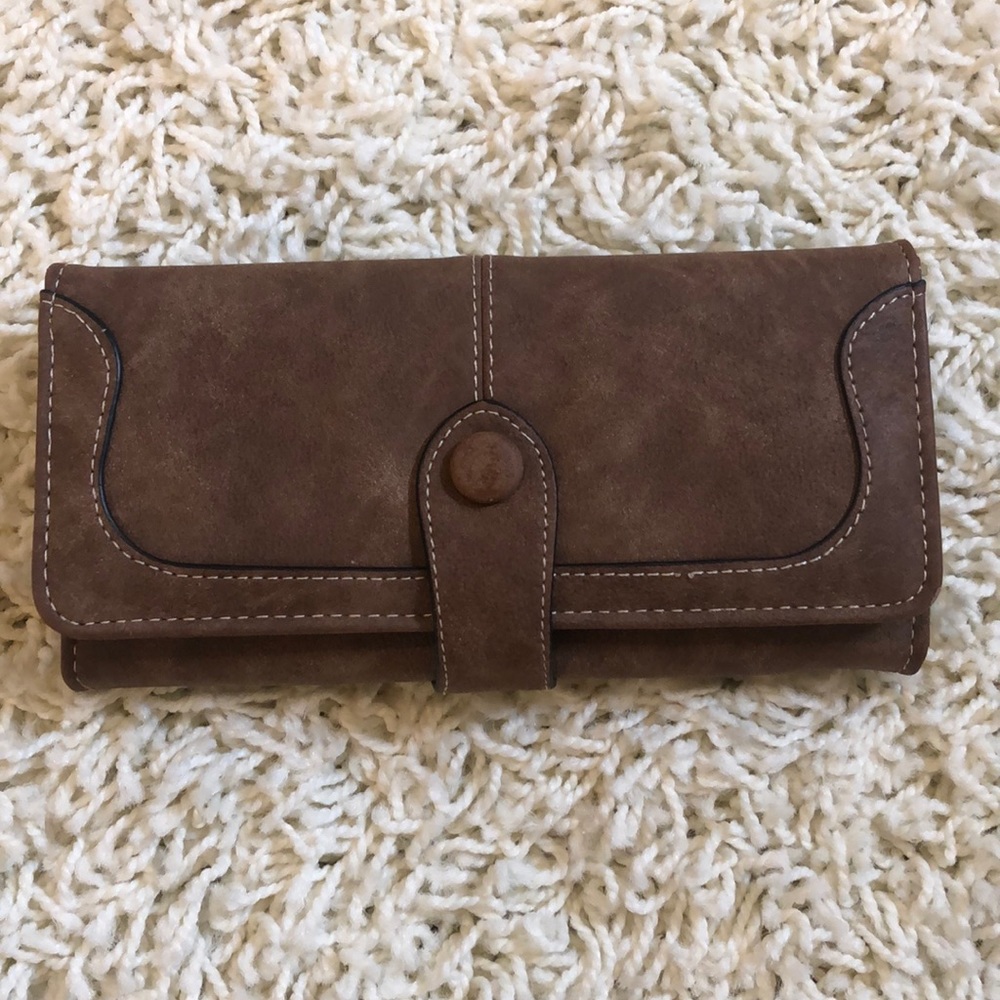 Faux Leather Wallet Brown